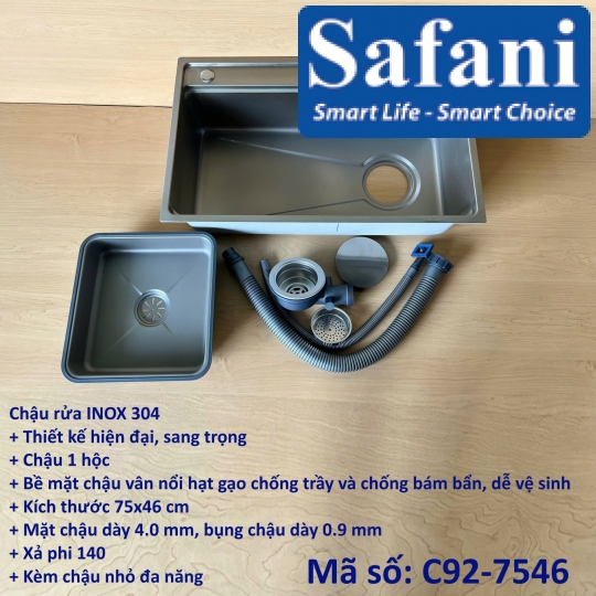 Chậu rửa inox 304 C92-7546