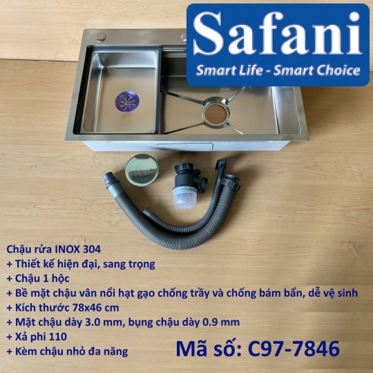 Chậu rửa inox 304 C97-7846