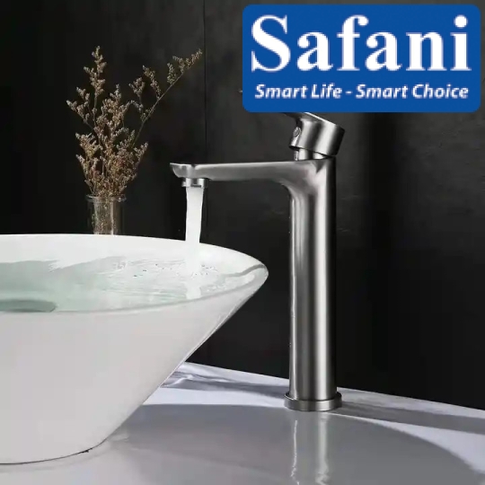 Vòi lavabo nóng lạnh inox sus 304 sơn tĩnh điện xám 30cm S725T3