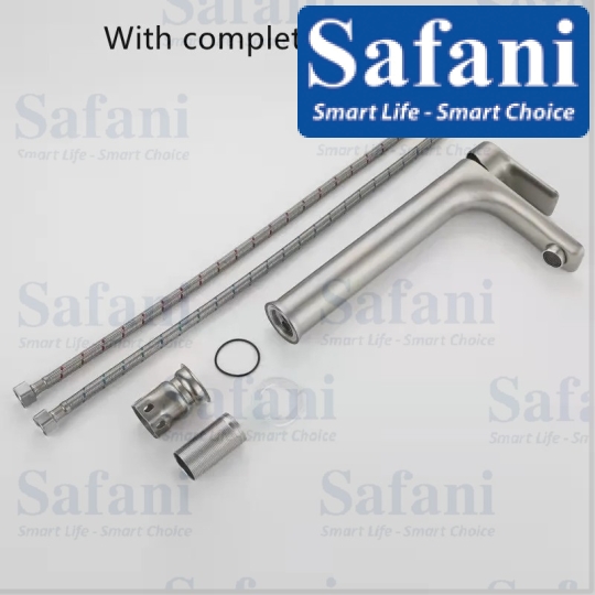 Vòi lavabo nóng lạnh inox sus 304 sơn tĩnh điện xám 30cm S725T3