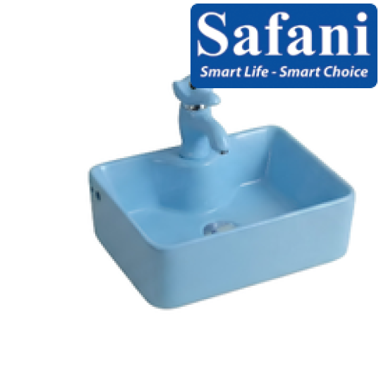 Chậu lavabo em bé vuông xanh dương 1619XD