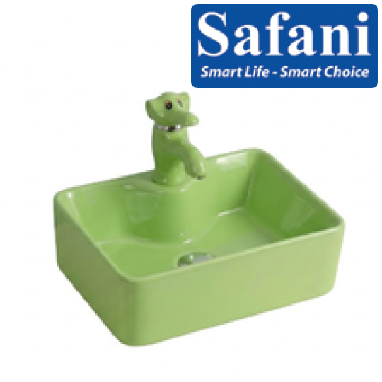 Chậu lavabo em bé vuông xanh lá 1619XL