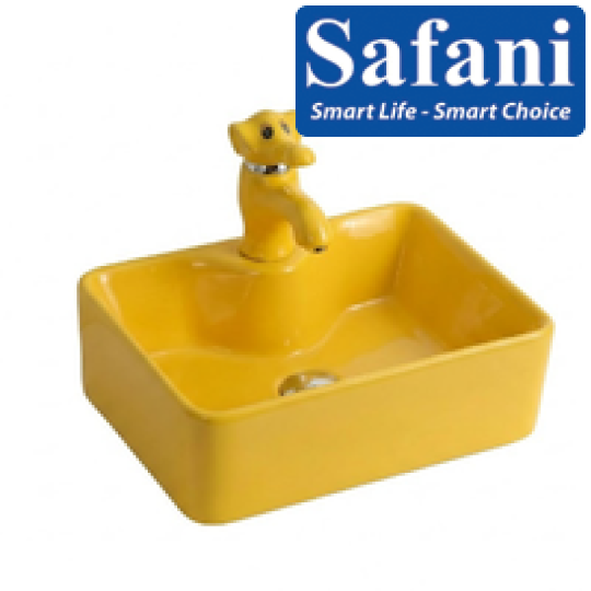 Chậu lavabo em bé vuông vàng 1619V