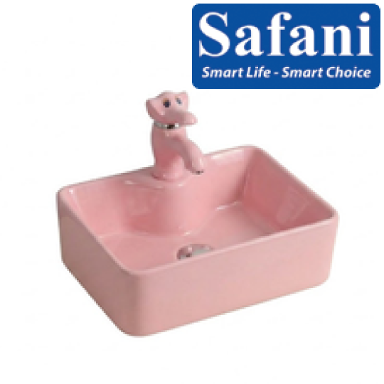 Chậu lavabo em bé vuông hồng 1619H