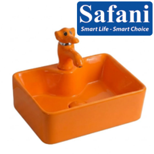 Chậu lavabo em bé vuông cam 1619C