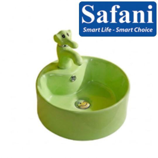 Chậu lavabo em bé tròn xanh lá 1618XL 