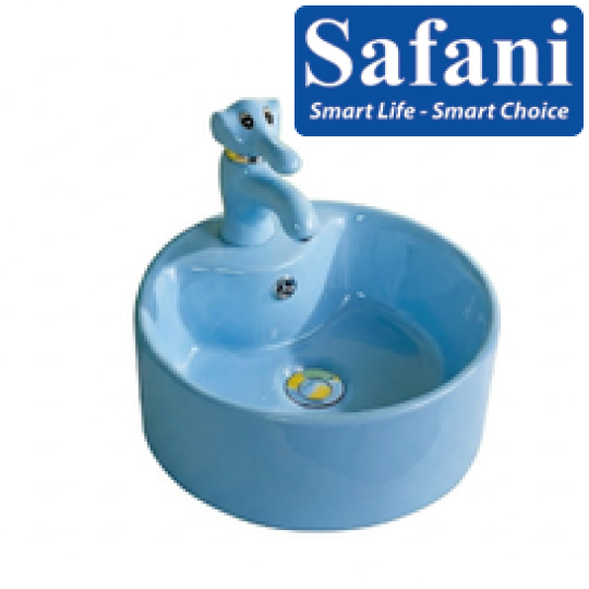 Chậu lavabo em bé tròn xanh dương 1618XD