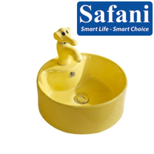 Chậu lavabo em bé tròn vàng 1618V