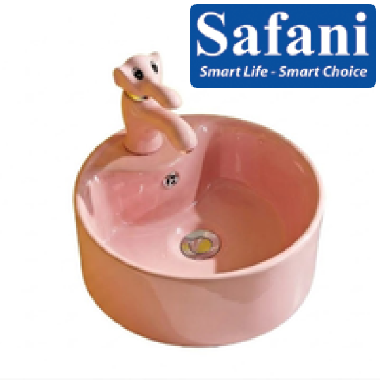 Chậu lavabo em bé tròn hồng 1618H