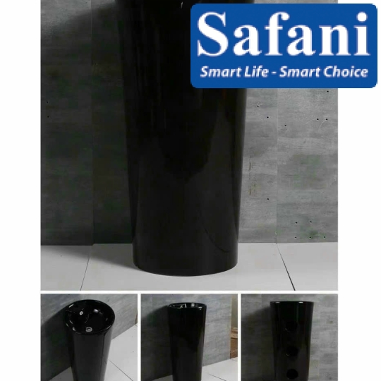 Lavabo trụ đứng tròn đen SA5134