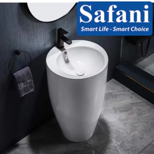Lavabo trụ đứng tròn màu trắng 5129