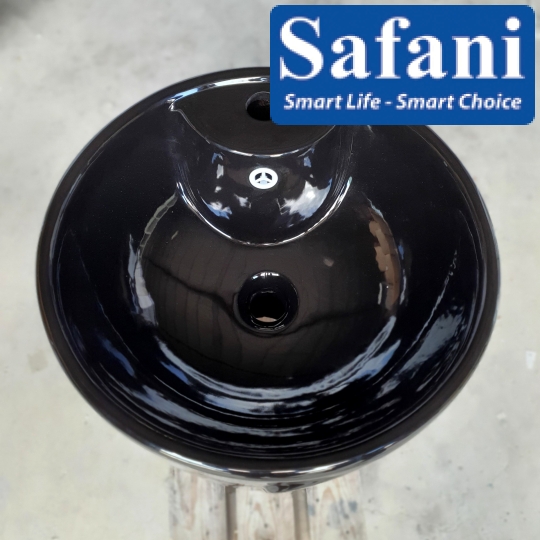 Lavabo trụ đứng tròn đen SA5134